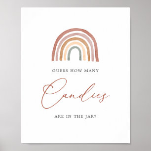 Poster Baby shower arc-en-ciel Devinez combien de bonbons