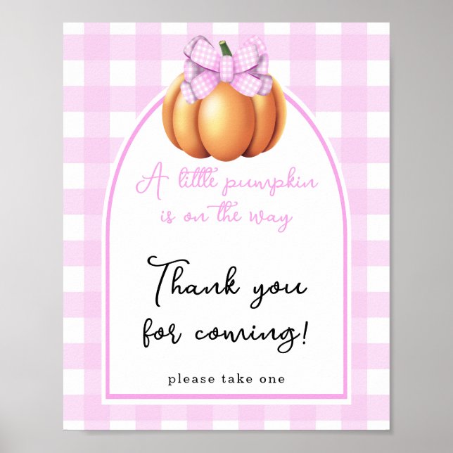 Poster Baby shower arc en forme de citrouille - Merci  (Devant)