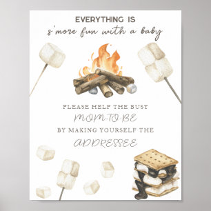 Poster Baby-shower au feu de camp - Aider la future maman