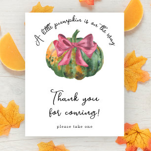 Poster Baby shower au lavis de citrouille - Merci