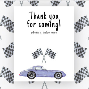 Poster Baby shower automobile course Merci pour venir