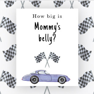 Poster Baby shower automobile Quelle taille a le ventre d