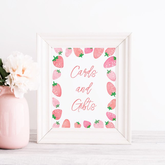Poster Baby shower aux fraises cadeaux (Créateur téléchargé)