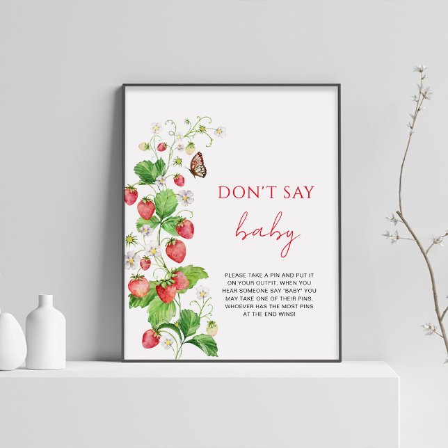 Poster Baby Shower aux fraises N'écrivez pas bébé (Créateur téléchargé)