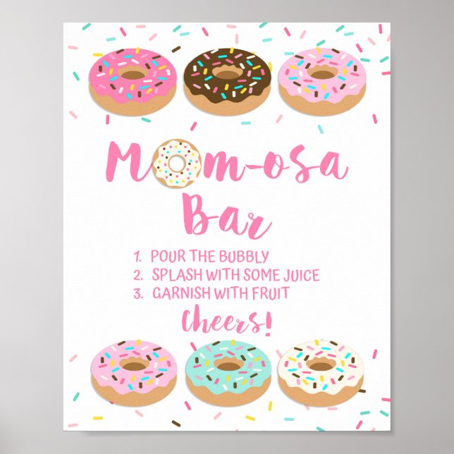 Poster Baby shower bar Maman-osa Mimosa Signal beignets r (Devant)