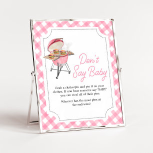 Poster Baby shower BBQ Pink Burger Ne pas dire bébé