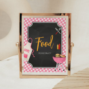 Poster Baby shower BBQ rose En vichy
