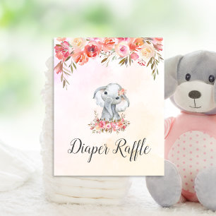 Poster Baby shower bébé éléphant Raffle de couche