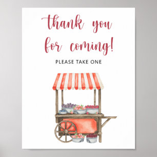 Poster Baby shower Berry - merci d'être venu