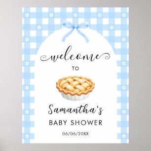Poster Baby Shower Bienvenue Tarte Coquette Bleue