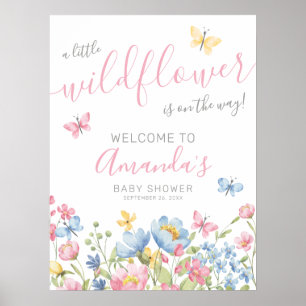 Poster Baby Shower Bienvenue Une Petite Fleur Sauvage