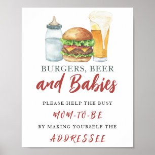 Poster Baby shower bière - Aider la future maman occupée