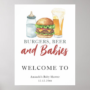 Poster Baby shower bière et burgers