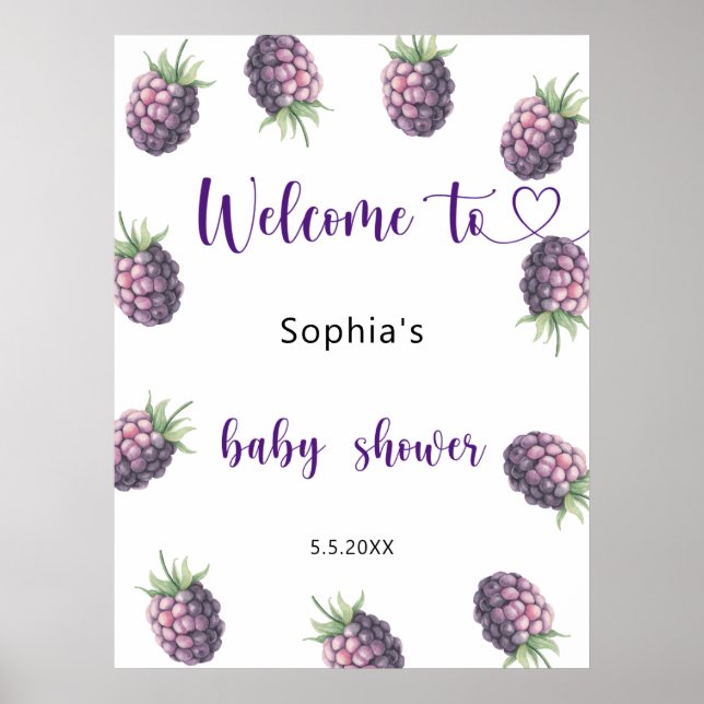 Poster Baby shower Blackberry (Devant)