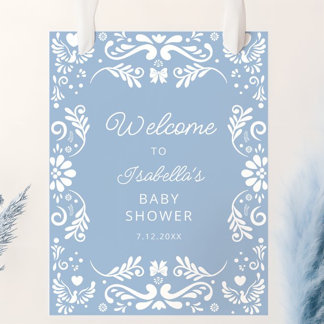 Poster Baby shower bleu mexicain Bienvenue (Créateur téléchargé)
