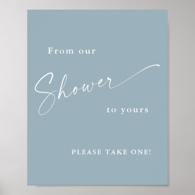 Poster Baby shower bleu moderne (Devant)