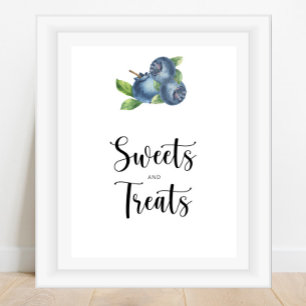 Poster Baby shower bleuets - douceurs et friandises