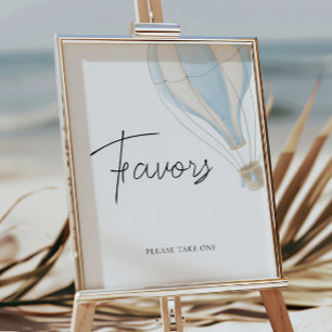 Poster Baby shower Blue Hot Air Balloon Faveurs Signal