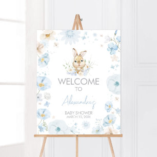 Poster Baby shower Blue Somebunny Rabbit Bienvenue
