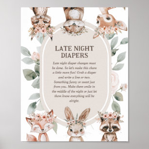Poster Baby Shower Bohème 'Couche Tardive' en Forêt