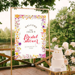 Poster Baby Shower Bohème de Printemps Fleurs Sauvages et