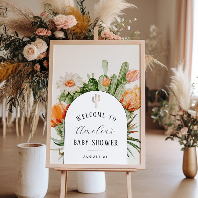 Poster Baby shower Boho Cactus Arch Bienvenue (Créateur téléchargé)