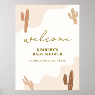 Poster Baby shower Boho Cactus neutre par sexe Bienvenue
