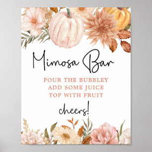 Poster Baby shower Boho Citrouille Automne Mimosa Bar