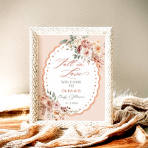 Poster Baby shower Boho Fall in Love Bienvenue