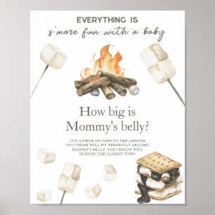 Poster Baby shower Bonfire - Quelle taille a le ventre de