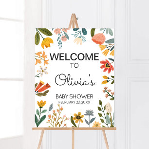 Poster Baby shower Botanique Bright Fleur sauvage Bienven