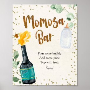 Poster Baby shower Bouteilles Momosa Bar