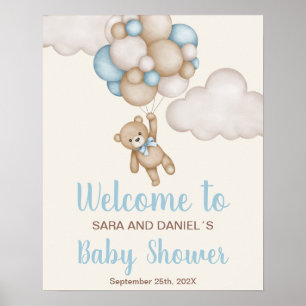 Poster Baby shower Boy Bear Panneau de bienvenue