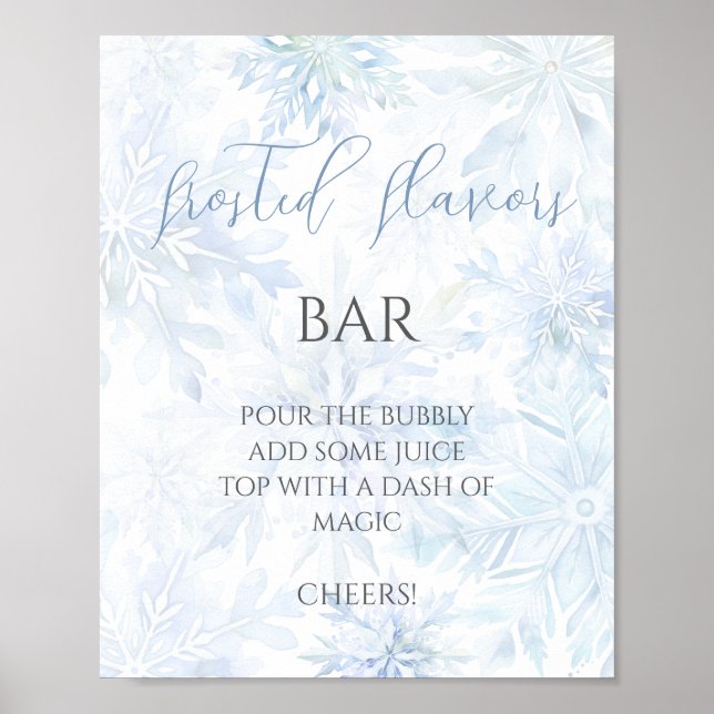 Poster Baby Shower Boy Blue Snowflake Mom-osa Bar  (Devant)