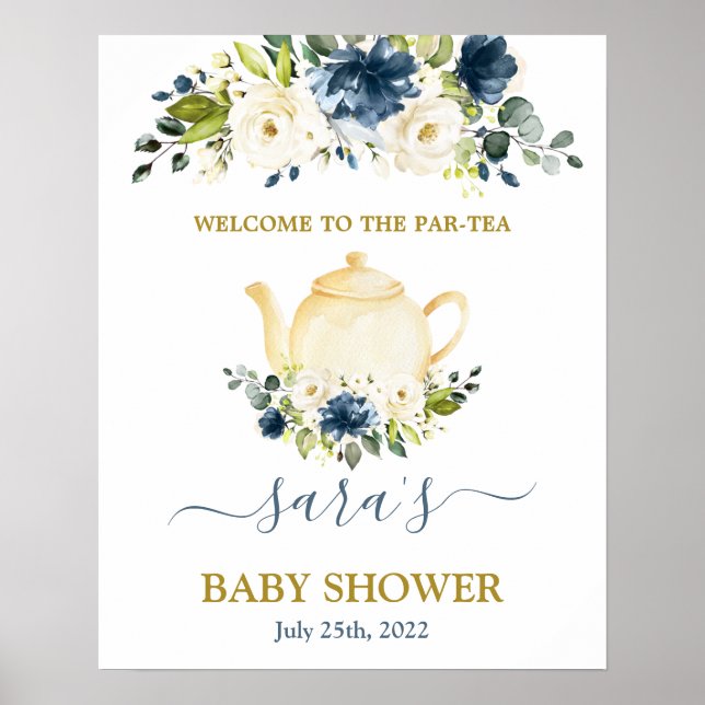 Poster Baby shower Boy Par-Tea Panneau de bienvenue (Devant)