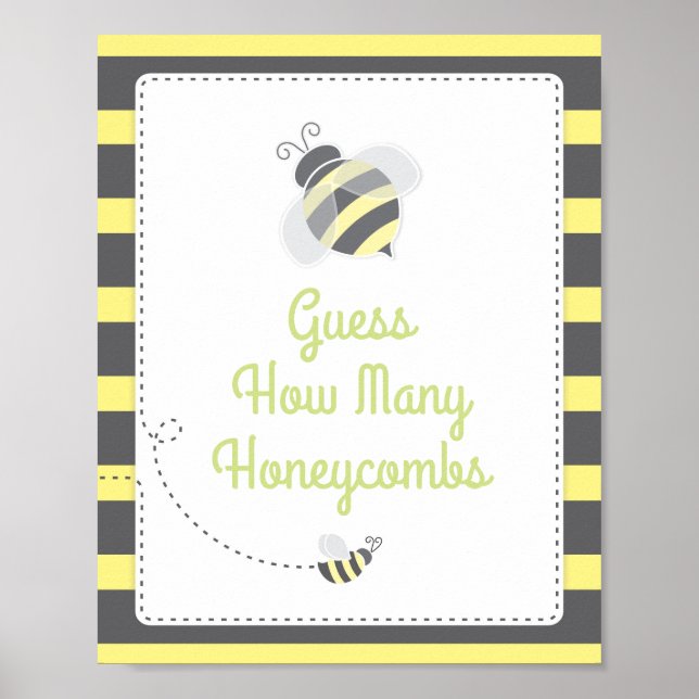 Poster Baby shower Bumblebee Devinez Combien De Jeu Signa (Devant)