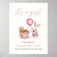 Baby shower Bunny Bunny Pink Stroller Bienvenue