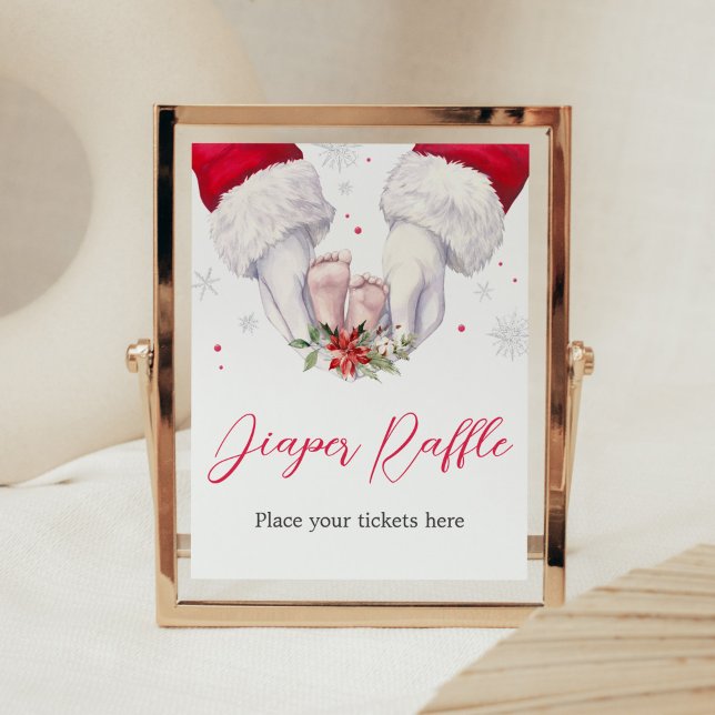 Poster Baby shower cadeau de Noël (Santa Christmas Greatest Gift Baby Shower Diaper Raffle Sign)