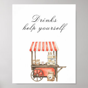 Poster Baby shower café - Boissons, servez-vous