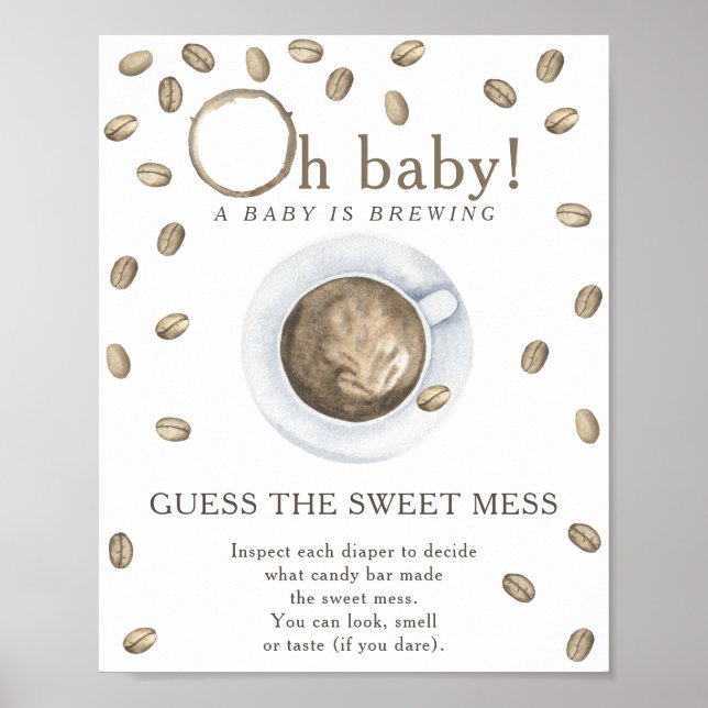 Poster Baby-shower café Devine le doux désordre (Devant)