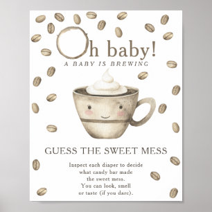Poster Baby shower café Devinez le doux désordre