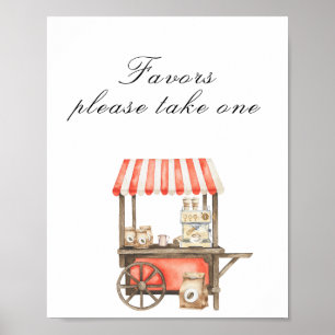 Poster Baby shower café - faveurs, veuillez prendre un