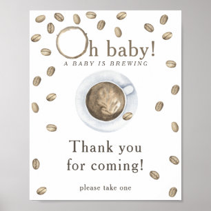 Poster Baby-shower café 'Merci d'être venu'