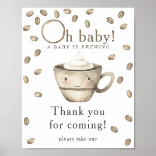 Poster Baby-shower café Remerciements pour votre venue