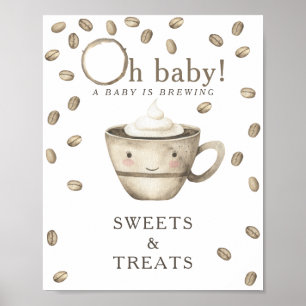 Poster Baby shower Cartoon Café douceurs et friandises