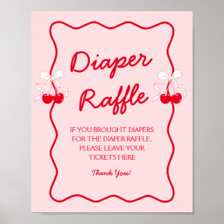 Poster Baby Shower Cerise Tirage au Sort Couches