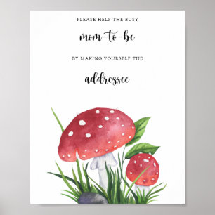 Poster Baby shower champignons - Aider la future maman oc