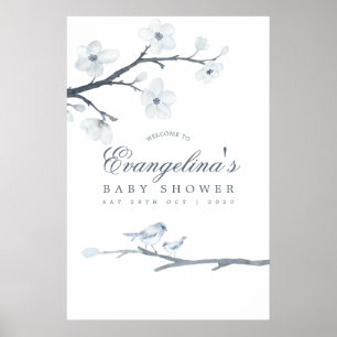 Poster Baby shower Cherry Blossoms Bienvenue