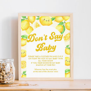 Poster Baby shower citron ne pas dire jeu de bébé