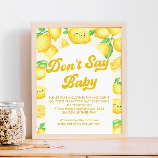 Poster Baby shower citron ne pas dire jeu de bébé (Créateur téléchargé)